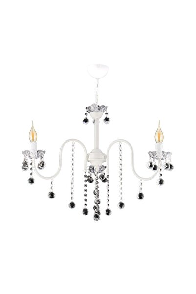 Genel Markalar Palmiye 3'lü Beyaz Kristal Taşlı Yukarı Bakan Lüks Avize