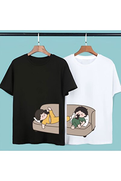 donamod حزمة من 2 تي شيرت للجنسين كبير الحجم للزوجين والأصدقاء والأخت الحبيبة...