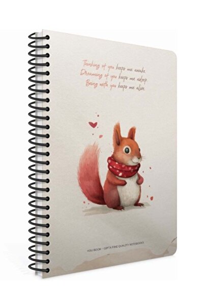 Gıpta You Book Spiralli Sincap Sert Kapak 120 Yaprak 17*24 Çizgili Defter