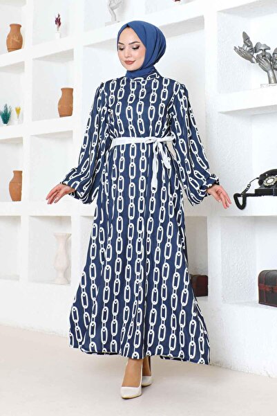 SGS فستان حجاب باللون الأزرق الداكن - نمط سلسلة