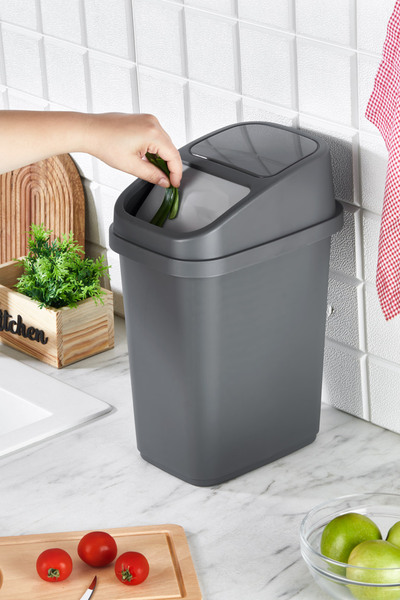 ALP HOME 10 Lt Çöp Kovası Siyah, Mutfak, Banyo, Tuvalet Çöp Kutusu