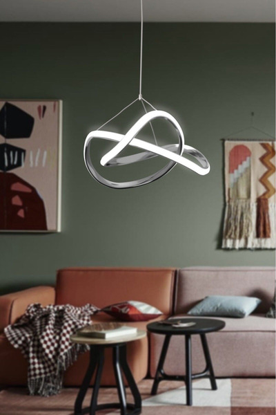 Elektroyou Bonna Modern Tekli Krom Sarkıt Led Beyaz Power Ledli Salon Mutfak Oda Hol Ledli Avize