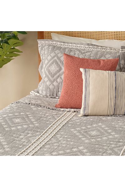 Bella Maison طقم مفرش سرير مزدوج جلوريندا قطن 100% أنثراسايت (230x240 سم)