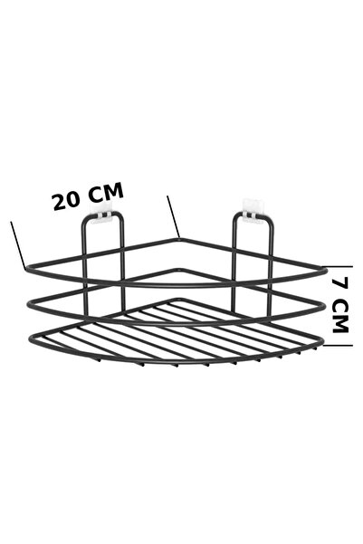 Buffer ® Самоклеюча, не вимагає монтажу, одношарова кутова поличка для шампуню для ванної кімнати, чорна