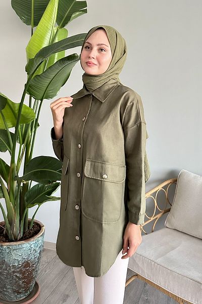 InStyle Μπουφάν Khaki Gabardine Oversize