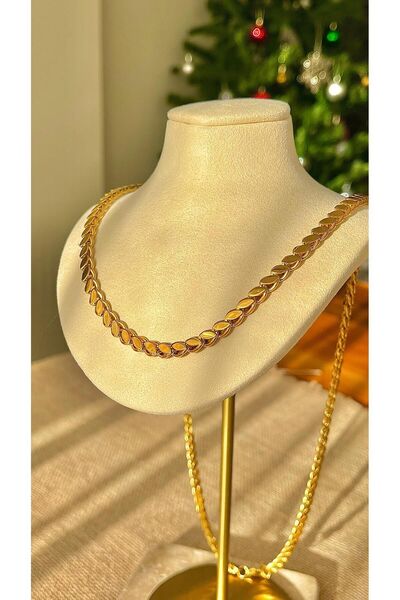 Belle 14 K Altın Kaplama Çelik Arpa Zincir Kolye
