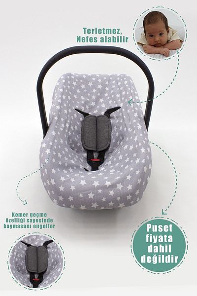 mordesign Baby Stroller Sheet, Standard Size, Elastic Waist Baby Car Seat Cover, Stars Series, Gray