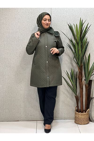 Butik büyük beden Quilted Fur Coat