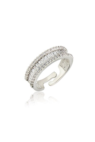 Ressia Baget Zirkon Taşlı Ayarlanabilir Çelik Yüzük