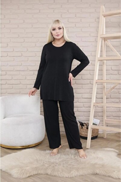 LOVİNS طقم بيجامة شتوية بأكمام طويلة مقاس كبير طقم مكون من قطعتين