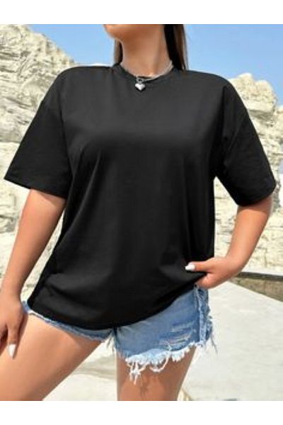 FİTGO Tricou negru Overisze pentru femei