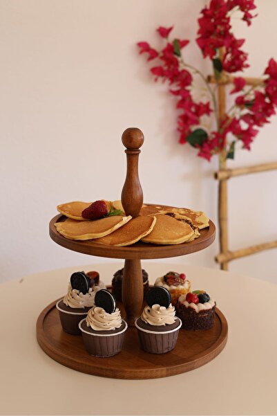 justwood 5li 2 Katlı Kek Standı, 25 Cm Pastalık, 25 Cm Risus, 17x25 Risus,25x25 Piramit Ahşap Çeyiz Seti