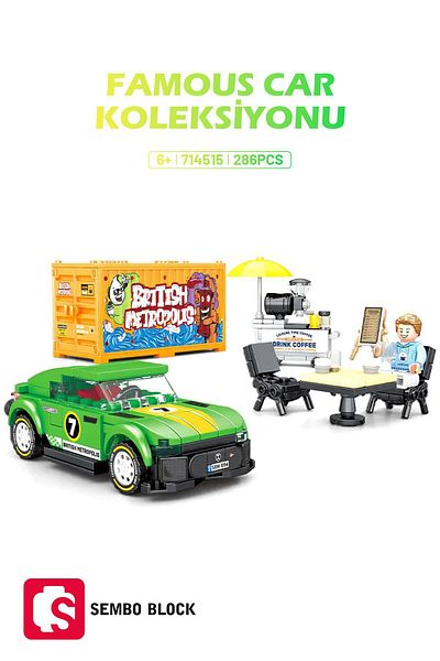 Sembo Block London Green Coupe - 298 Pieces Lego-Compatible Car Model ( 714515 )