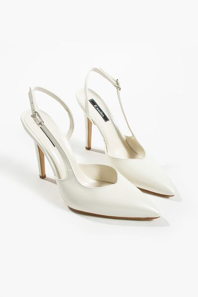 Exello مفتوح الظهر منخفض القطع لون اللؤلؤ الخنجر