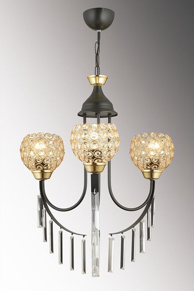 SONSUZ AYDINLATMA&AVİZE Black Waterfall 3-Piece Optigon Head Luxury Up-Facing Crystal Stone Chandelier