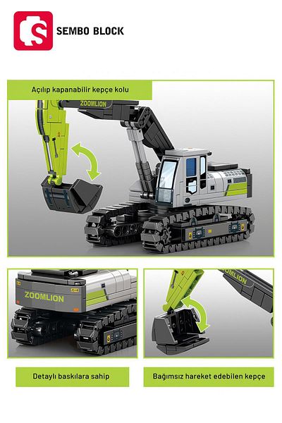 Sembo Block Zoomlion Mini Excavator 236 - Licensed, Compatible with Lego, 705103   Model Building Blocks