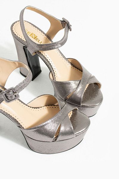 Exello High Heeled Platform Soft Padded Anthracite Evening Dress Shoes