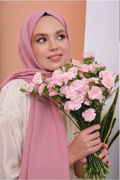Mides scarf Hijab Cotton Crash Jazz Shawl Model-ροζ