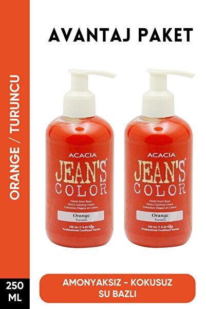 jeans color Amonyaksız Turuncu Renkli Saç Boyası 250 Ml x2 Adet Kokusuz Su Ba...