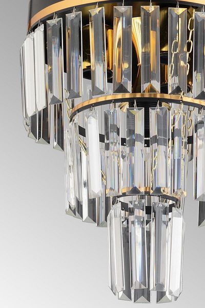 Docklight Roma 3-Tier Black and Gold Gilded Crystal Stone Modern Chandelier of 30'