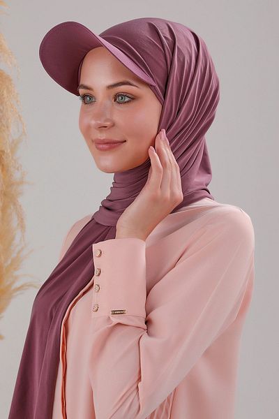 Melodi Scarf Practical Women's Shawl with Purple Hijab Hat - Ready Design with Bonnet