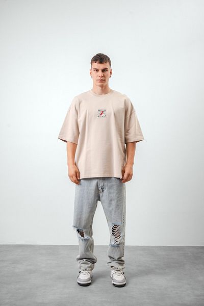Respire Ανδρικό μπλουζάκι Horizon Printed Oversize Beige