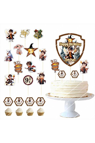 SİYAH PARTİ EVİ Harry Potter Doğum Günü Pasta Süsü Seti