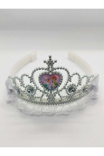 elsalı Kız Çocuk Beyaz Elsa Anna Frozen Prenses Taç