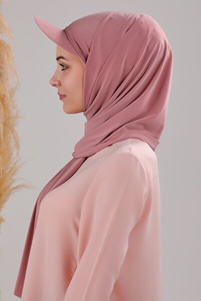 Melodi Scarf Kadın Tesettür Şapkalı Pratik Boneli Hazır Şal Pudra