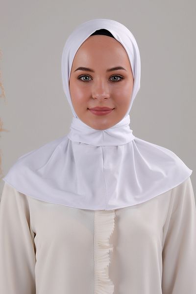 Melodi Scarf White Hijab Shawl Bonnet - Inner Head Scarf and Knob Buckle Set