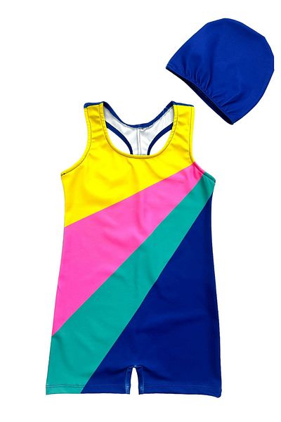 ÖYKÜ KİDS Swimsuit with Swim and Shorts for Girls - Bonnet