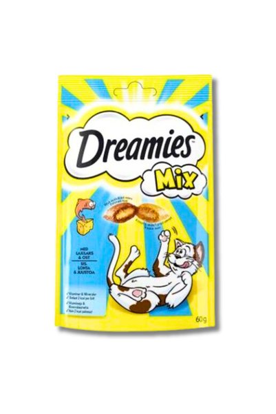 Dreamies SOMONLU VE PEYNİRLİ MİX KEDİ ÖDÜL MAMASI LEZZETLİ İÇİ DOLGULU KITIR ...