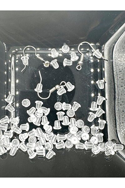 Egem aksesuar 100 Adet Şeffaf Küpe Klipsi Arkası Lastiği