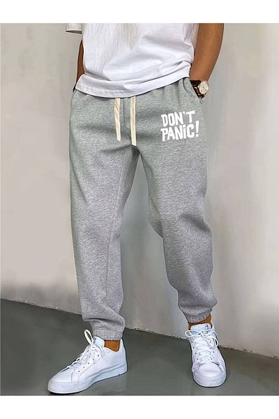 AMMA Don't Panic Printed Unisex Sweatpants - Elastic Leg