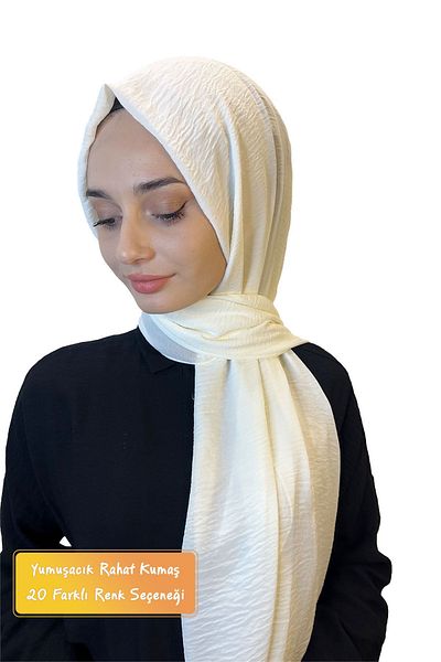 Eflatun شال Cazz مريح ومقاوم للتجاعيد بلون إكرو - ناعم ومتين 01000