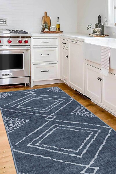 Decomia Home Dijital Kaymaz Yıkanabilir Kilim Desen Etnik Salon Halısı Mutfak Halısı Koridor Halısı Yolluk