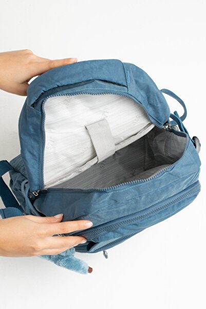 DUOMİNO Fcstore Crinkle Fabric Water Resistant Turquoise Blue Clinker Back Laptop Daily School Bag