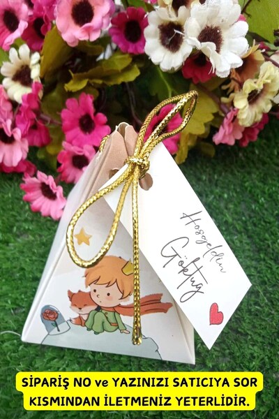 Emtory Home 30 Adet Gold İpli Küçük Prens Piramit Kutu -   Lokum Kutusu - Şek...