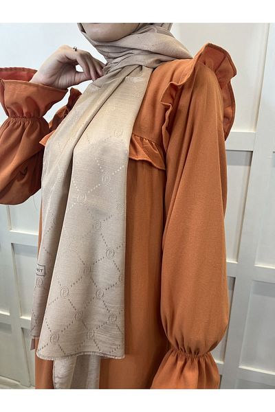 PİRAMİT Pyramid Patterned Monogram Shawl, Elegant Foundation 01008