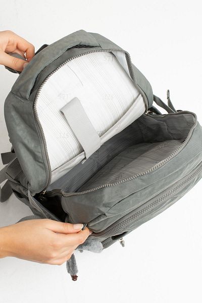 DUOMİNO Fcstore Crinkle Fabric Rezistent la apă Dimensiune medie Gri Clinker Rucsac/laptop Geantă de școală zilnică