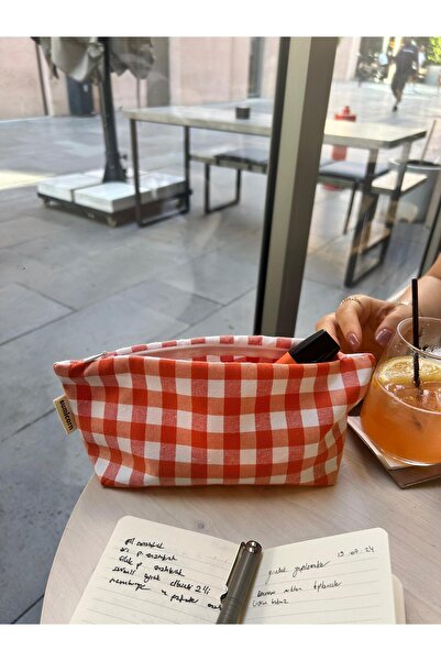 sumicorn Πορτοκαλί Gingham που πλένεται με φερμουάρ, μονόχωρο υφασμάτινο μολυ...