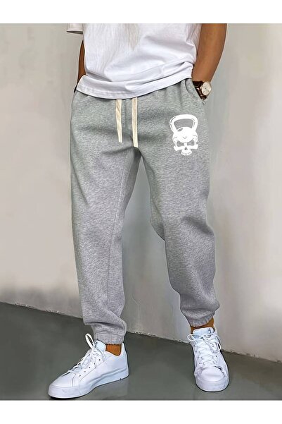 NoVibe بنطال رياضي مرن مطبوع عليه جمجمة للجنسين