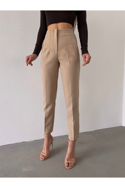 Jose Clothing High Waist Pleat Detailed Women's Fabric Trousers
