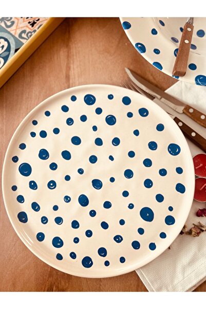 M'art Home Blue Dot 28 cm - Ceramic Serving Plate