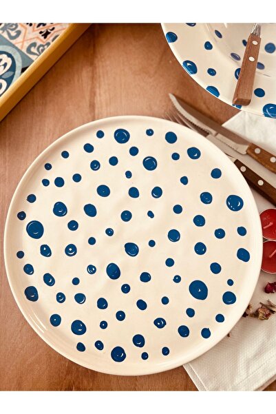 M'art Home Blue Dot 28 cm - Ceramic Serving Plate