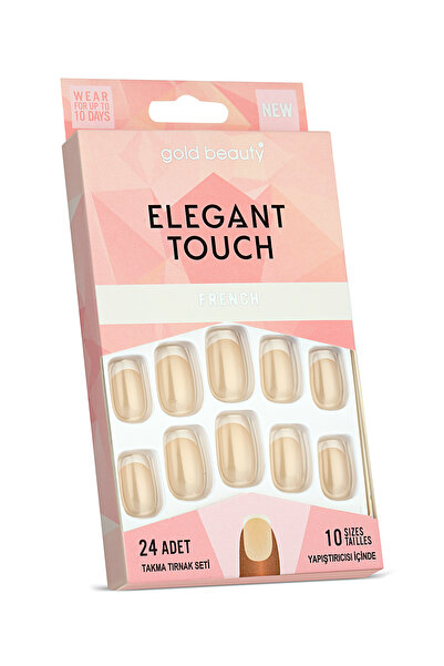 Gold Beauty Elegant Touch 24'lü Frenchli Takma Tırnak - Yapıştırıcı