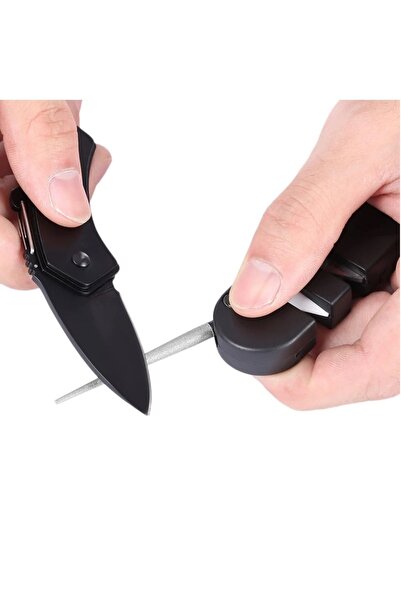 Schulzz 3 İşlevli Seramik Uçlu Bıçak Çakı Mutfak Av Olta 3 Yönlü Pratik Bileme Aleti