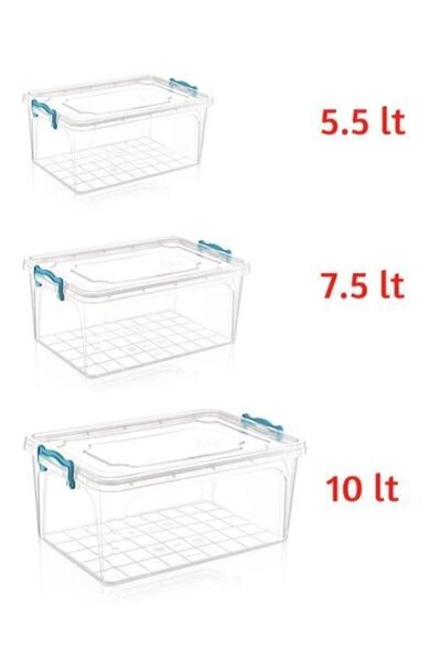 Kivi Home Çok Amaçlı Kapaklı Erzak Saklama Kabı Kutusu 5.5lt+7.2lt+10lt 3'lü Set