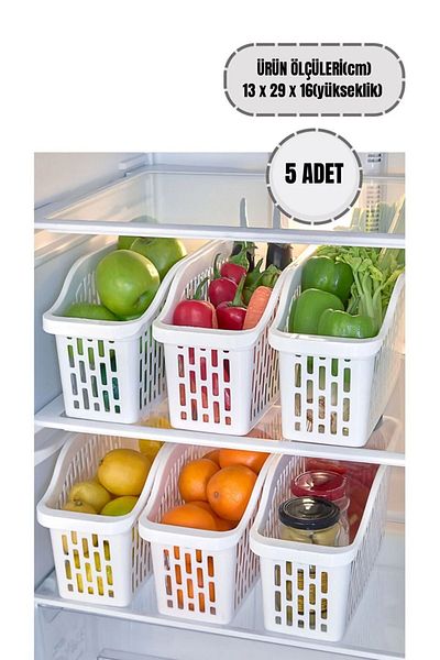 Tinsmith 5 Pieces of Refrigerator Organizer, Bathroom and Cabinet Organizer, Vegetable Fruit Basket