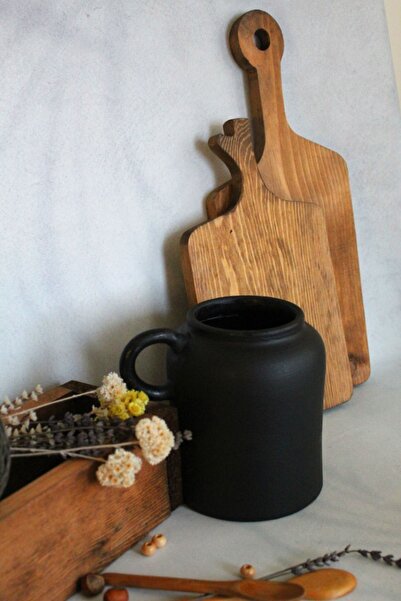 Mogolune Home Vazo Dekoratif Seramik Vazo El Yapımı Siyah Seramik Vazo & Kaşıklık